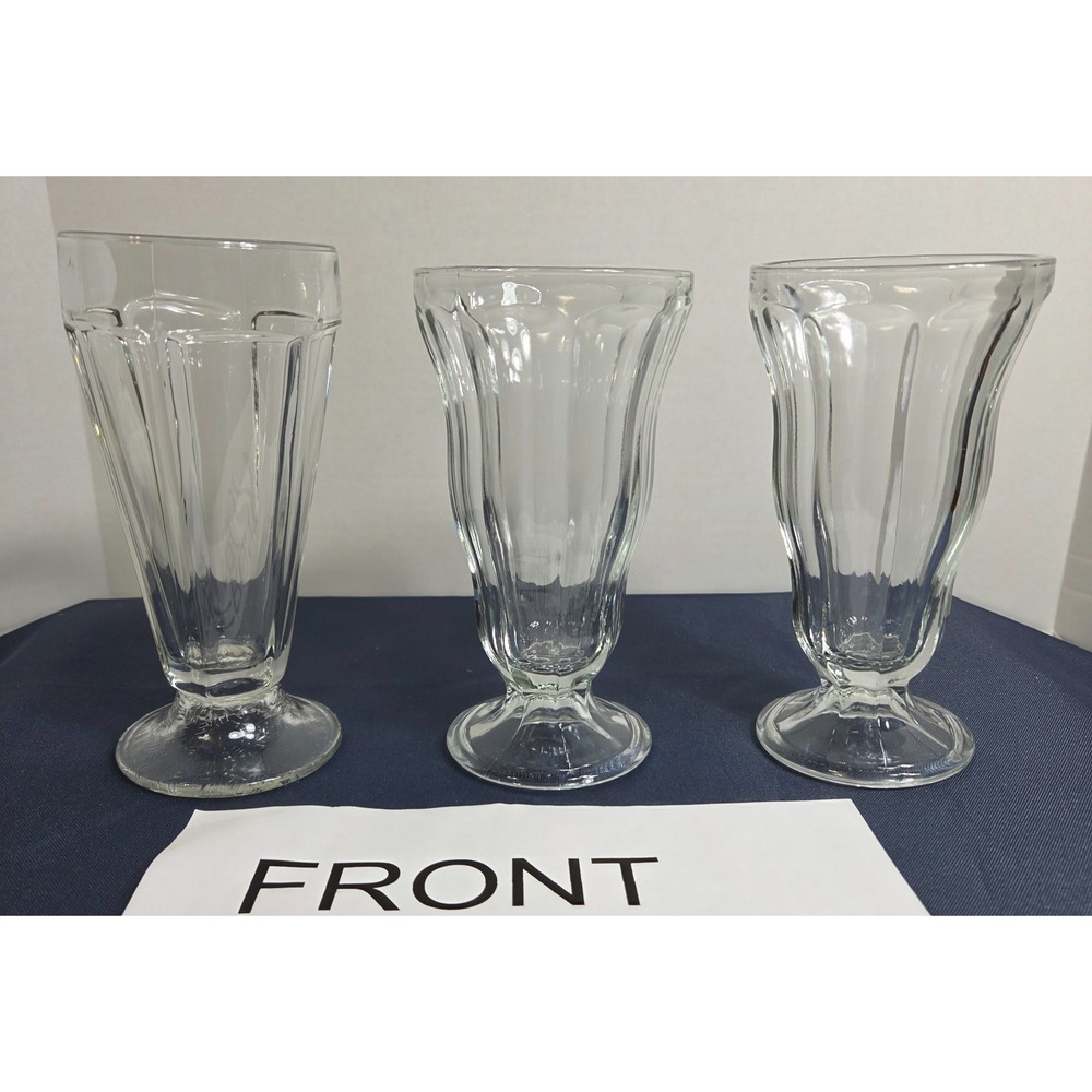 Vintage Ice Cream Soda/Sundae/Milkshake Fountain Glass Heavy Set of 3